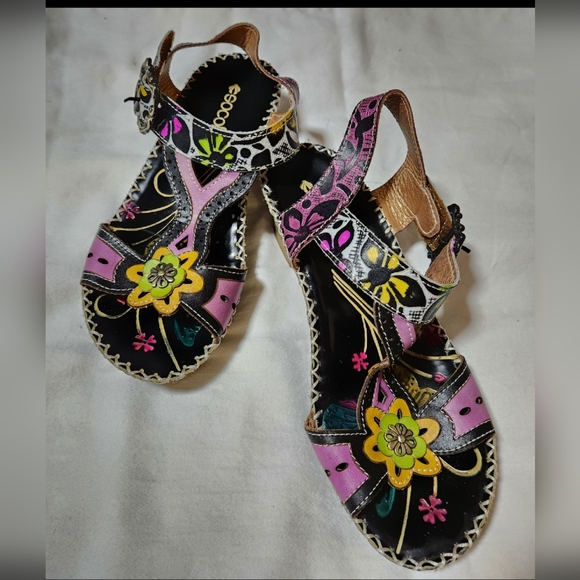 Floral Print Sandals by Socofy - Picture 1 of 2